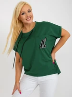 Dark green women's blouse plus size with patch