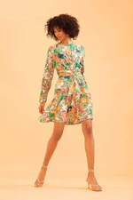 DEFACTO Long Sleeve Floral Print Mini Dress