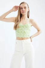 DEFACTO Strapless Floral Crop Blouse