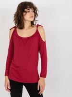 Lady's blouse with exposed shoulders - burgundy