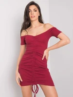 RUE PARIS Burgundy dress with pleats