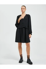 Koton Long Sleeve Midi Winter Dress with Frilled Button Detail V-neck