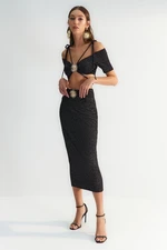 Trendyol X Zeynep Tosun Black Sunglasses Glittery Knitted Skirt