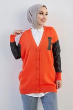 InStyle Nivya Letter Printed Knitwear Cardigan - Orange