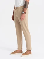 Ombre Men's knit pants with elastic waistband - sand