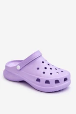 Crocs foam sandals on a robust Katniss violet sole