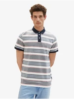 White and Grey Men's Striped Polo T-Shirt Tom Tailor - Men