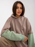 Dark beige women's basic sweatshirt RUE PARIS