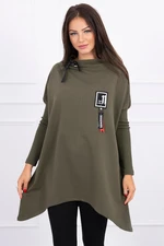 Oversize sweatshirt with asymmetrical khaki sides