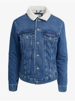 Pepe Jeans Pinner DLX Men's Blue Denim Jacket with Faux Fur - Men's