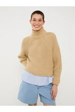 LC Waikiki Half Turtleneck Women's Knitwear Sweater with Straight Long Sleeves Oversize