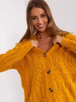 Mustard women's cardigan with wool