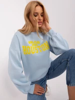 Light blue cotton hooded sweatshirt