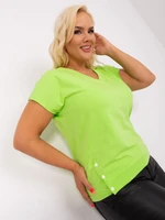 Light green blouse plus size with short sleeves