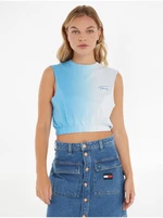 Světle modrý dámský crop top Tommy Jeans - Dámské