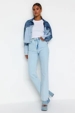 Trendyol Light Blue High Waist Long Comfort Straight Jeans