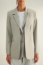 Trendyol Gray Premium Regular Woven Lined Double Layer Blazer Jacket