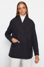 Trendyol Anthracite Oversize Wide Cut Shawl Collar Stamped Coat