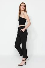 Trendyol Black Tie Detailed Jogger Skinny Leg Woven Trousers