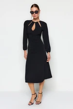 Trendyol Black Waist Opening/Skater Elegant Evening Dress with Knitted Accessories