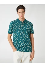 Koton Polo Neck T-Shirt Leaf Print Slim Fit Short Sleeve