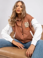 Light brown baseball hoodie with pockets