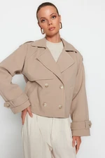 Trendyol Mink Oversize Wide Cut Tłoczony Płaszcz