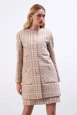 Gusto Plaid Kaftan - Beige