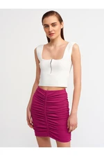 Dilvin 80300 Pleated Mini Skirt-magenta