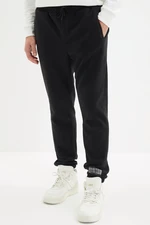 Trendyol Black Regular/Normal Cut Rubber Leg Fleece/Warm Sweatpants