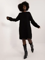 Black knitted dress with cable pattern