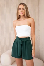 Viscose shorts tied at the waist dark green