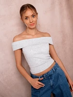 Edoti Women's ribbed crop top with open shoulders SL