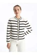 LC Waikiki Crew Neck Striped Long Sleeve Women's Knitwear Cardigan