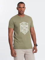 Ombre Men's motorcycle style printed t-shirt - olive