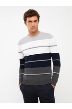 LC Waikiki Crew Neck Long Sleeve Striped Men's Knitwear Sweater