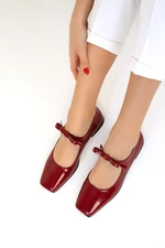 Soho Burgundy Patent Leather Women's Flats 19040