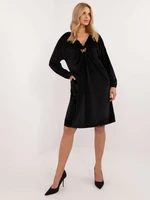 Black velvet dress with neckline