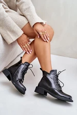 Black lacquered leather ankle boots with Bellani lining