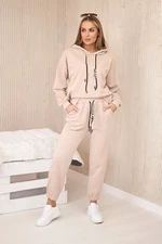 Cotton set sweatshirt + pants dark beige