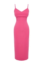 Trendyol Fuchsia Fitted Stylish Woven Evening Dress