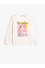 Koton Anime Sweatshirt Long Sleeved Crew Neck Shards