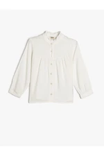 Koton Stand Collar Shirt with Ruffle Detail and Long Sleeves