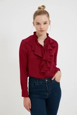 Trendyol Red Frilled Woven Shirt