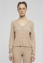 Women's ribbed cardigan beige