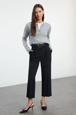 Trendyol Black Belted Ankle Length Woven Trousers