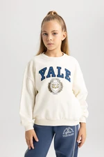 DEFACTO Girl's Yale University Relax Fit Crew Neck Sweatshirt