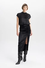 DEFACTO A-Line Normal Waist Slit Satin Midi Skirt