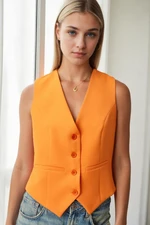 10202 Dewberry Crop Woven Women Vest-ORANGE