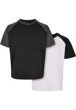 Boys Raglan Contrast Tee 2-Pack White/Black+Black/Charcoal